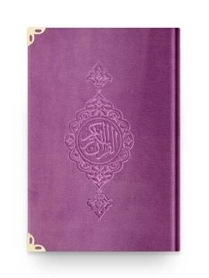 Çanta Boy Kadife Kur'an-ı Kerim (Lila, Yaldızlı, Mühürlü) - 1