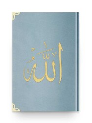 Çanta Boy Kadife Kur'an-ı Kerim (Mavi, Nakışlı, Yaldızlı, Mühürlü) - 1