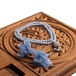 Gül Püsküllü Tesbih Bebe Mavi (99lu - 6mm) - DİĞER