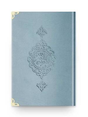 Orta Boy Kadife Kur'an-ı Kerim (Mavi, Yaldızlı, Mühürlü) - 1