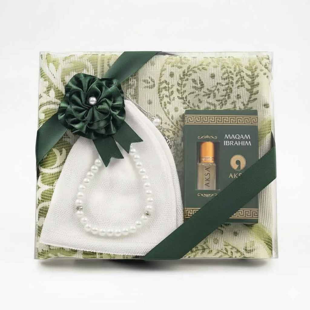 Takke + Esans + Tesbih + Seccade Hediye Seti (Yeşil) - 1