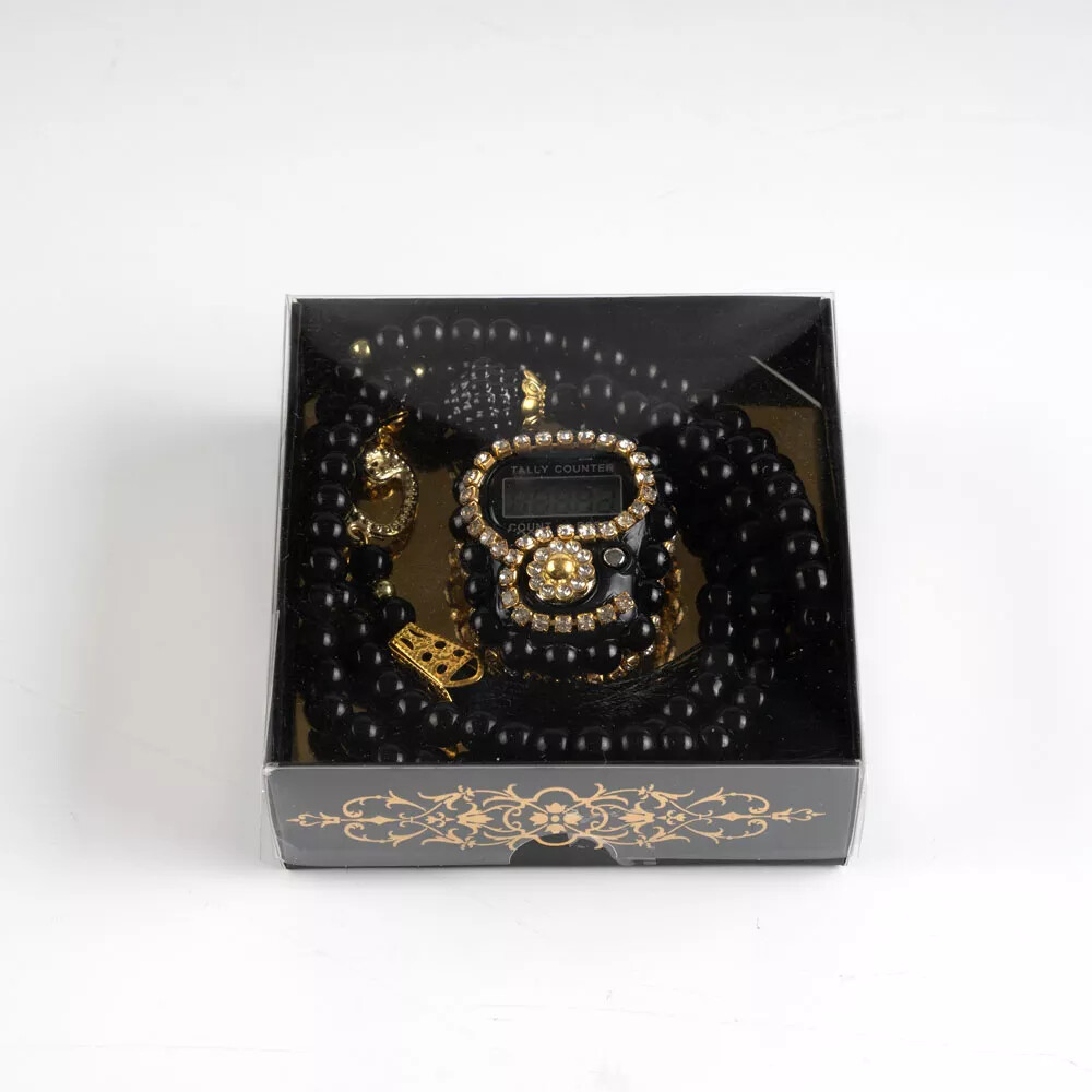 Taşlı Zikirmatik Tesbih Hediye Seti (Siyah) - HAYRAT NEŞRİYAT