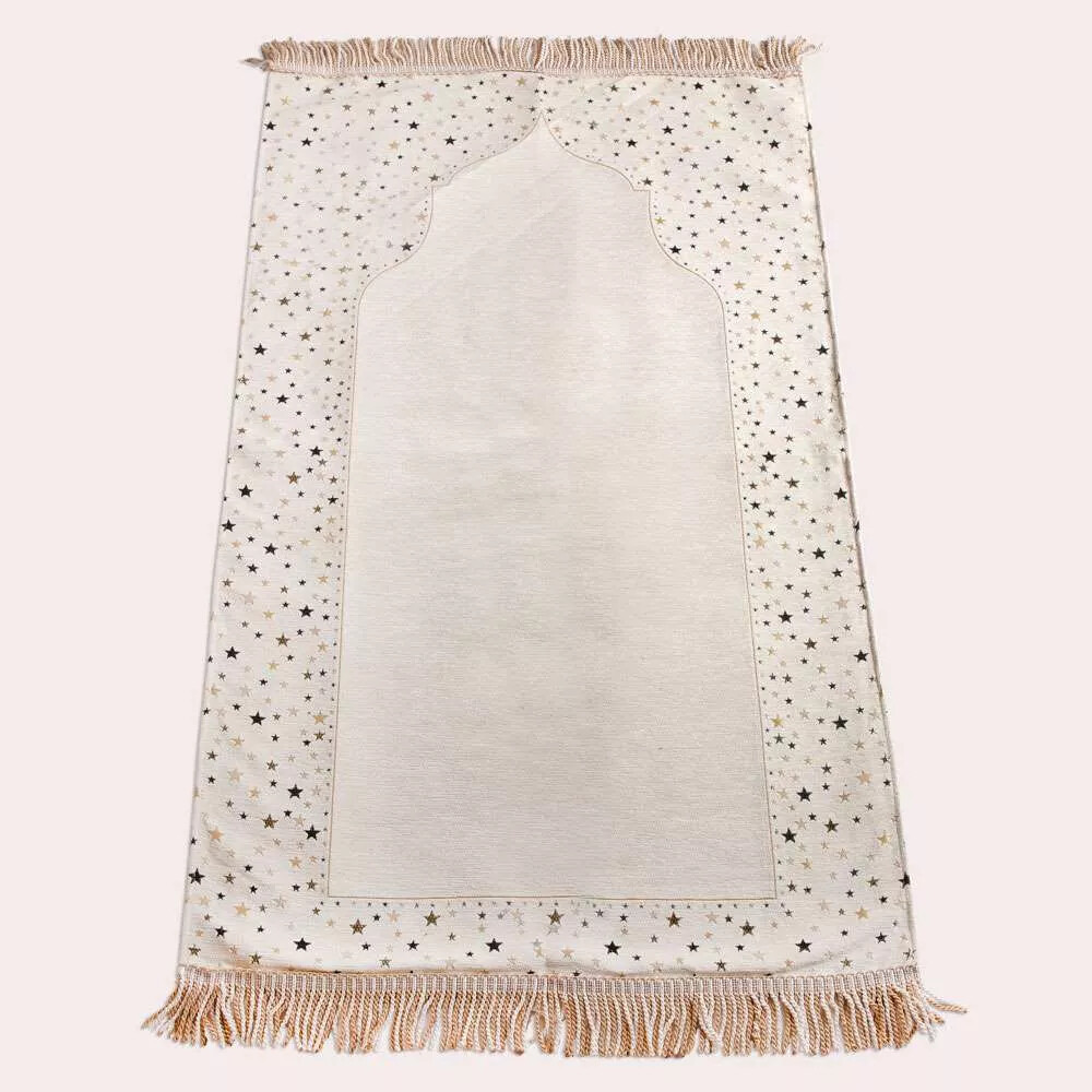 Yıldız Motifli Mihraplı Seccade (Beyaz) - DİĞER