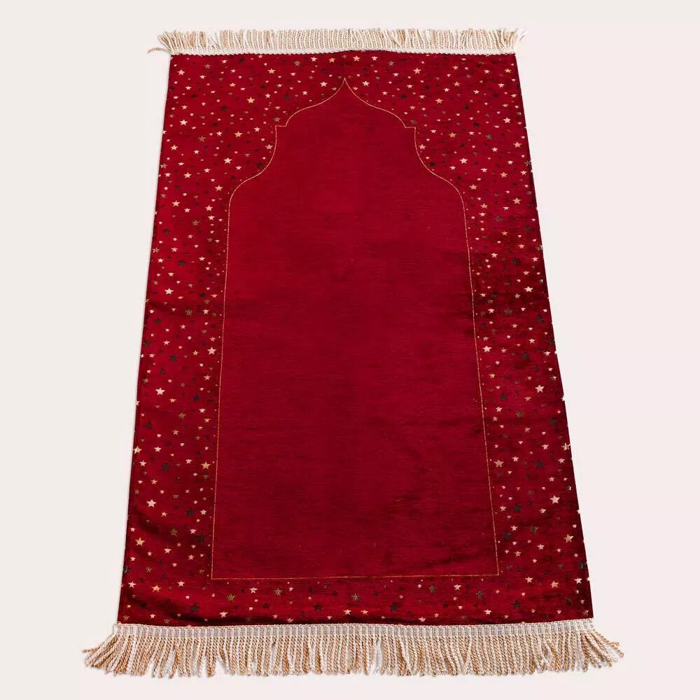 Yıldız Motifli Mihraplı Seccade (Bordo) - DİĞER